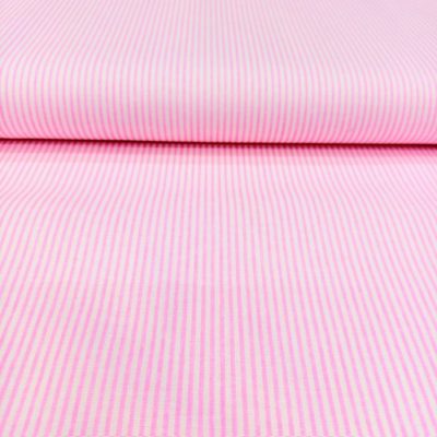 Pembe Beyaz Çizgili Poplin Kumaş AYT