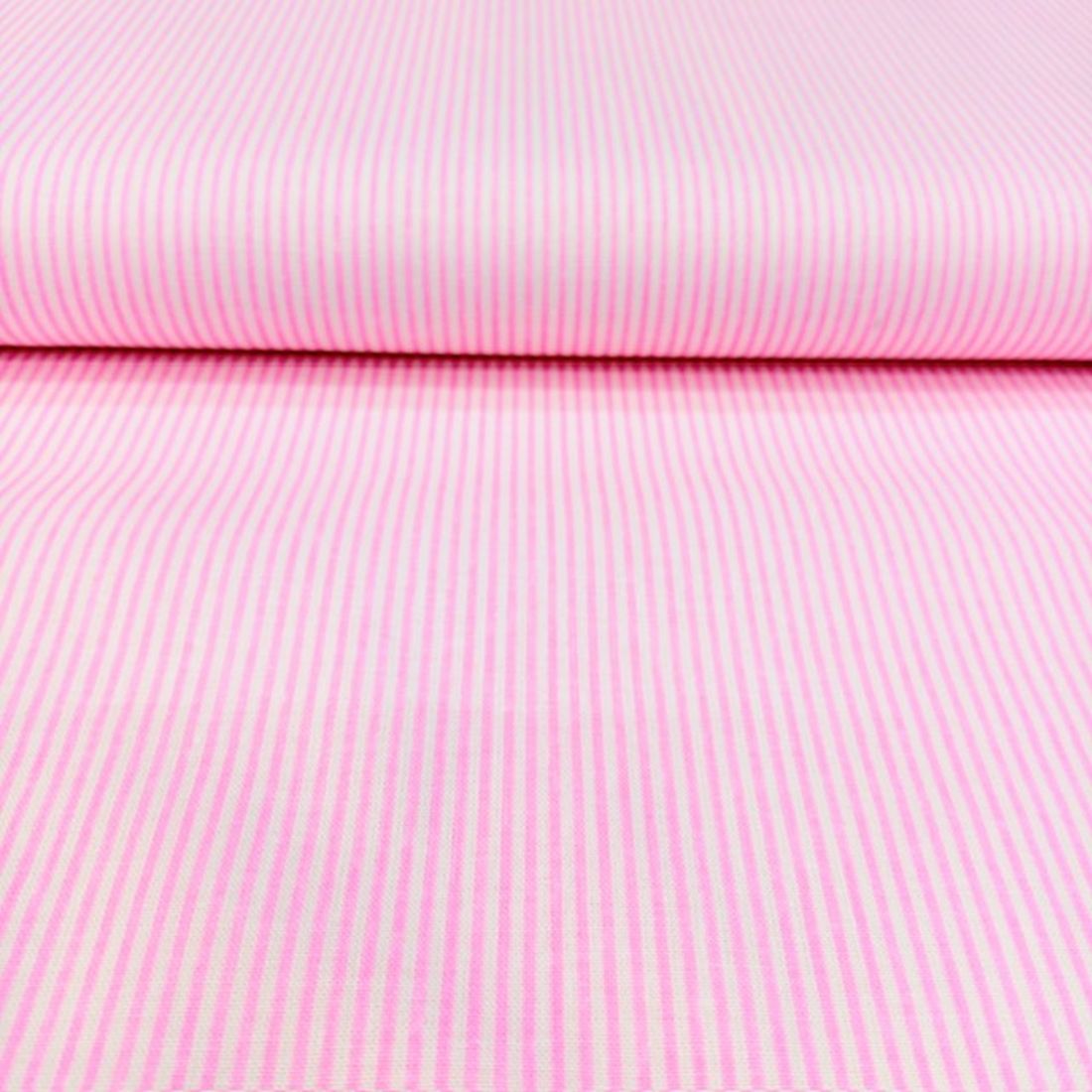Pembe Beyaz Çizgili Poplin Kumaş AYT
