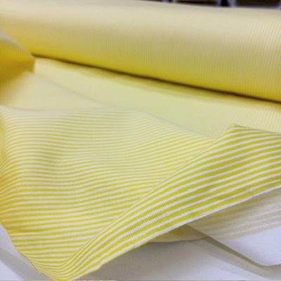 Sarı Beyaz Çizgili Poplin Kumaş AYT