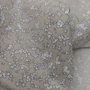 Vizon Gri Minik Çiçek Poplin Kumaş AYT
