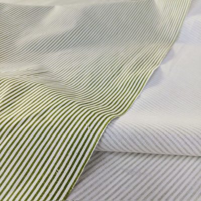 Yeşil Beyaz Çizgili Poplin Kumaş AYT