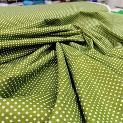 Yeşil Beyaz Minik Puantiyeli Poplin Kumaş AYT