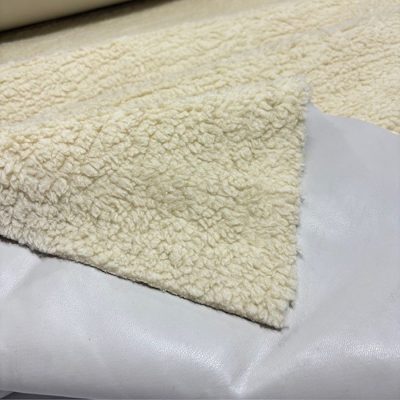 Çift Taraflı Lüks Kuzu Teddy Deri Kumaş Taş Rengi