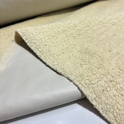 Çift Taraflı Lüks Kuzu Teddy Deri Kumaş Taş Rengi