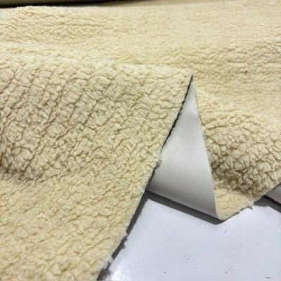 Çift Taraflı Lüks Kuzu Teddy Deri Kumaş Taş Rengi