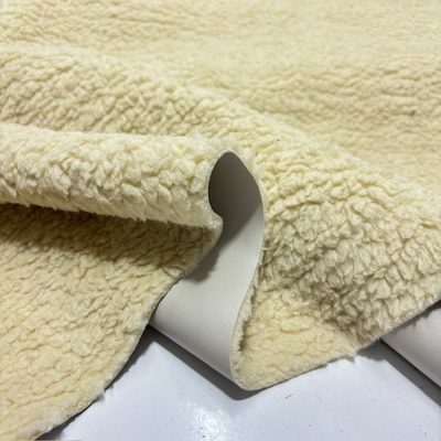 Çift Taraflı Lüks Kuzu Teddy Deri Kumaş Taş Rengi