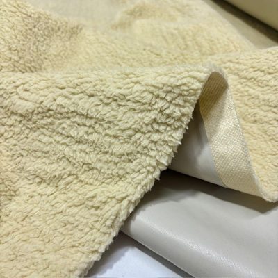 Çift Taraflı Lüks Kuzu Teddy Deri Kumaş Taş Rengi