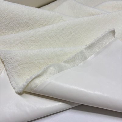 Çift Taraflı Lüks Kuzu Teddy Deri Kumaş Ekru