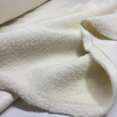 Çift Taraflı Lüks Kuzu Teddy Deri Kumaş Ekru