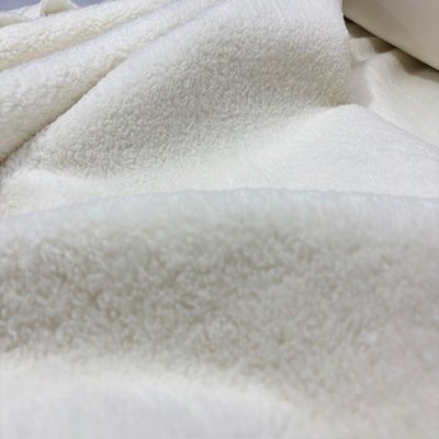 Çift Taraflı Lüks Kuzu Teddy Deri Kumaş Ekru