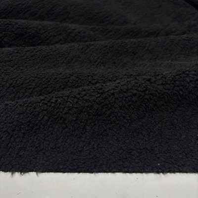 Çift Taraflı Lüks Kuzu Teddy Deri Kumaş Siyah