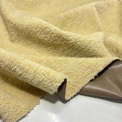 Çift Taraflı Lüks Kuzu Teddy Deri Kumaş Vizon