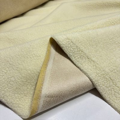 Çift Taraflı Lüks Kuzu Teddy Nubuk Kumaş Krem Bej