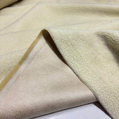 Çift Taraflı Lüks Kuzu Teddy Nubuk Kumaş Krem Bej