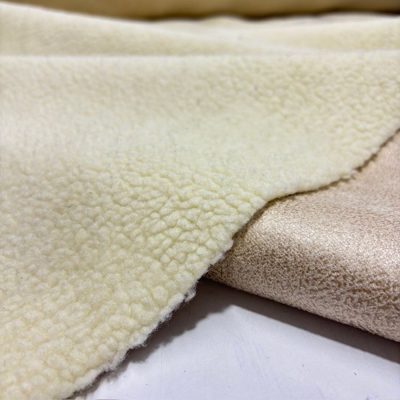 Çift Taraflı Lüks Kuzu Teddy Nubuk Kumaş Krem Bej