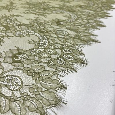 Fransız Lez Kupon Dantel Kumaş Haki Yeşili