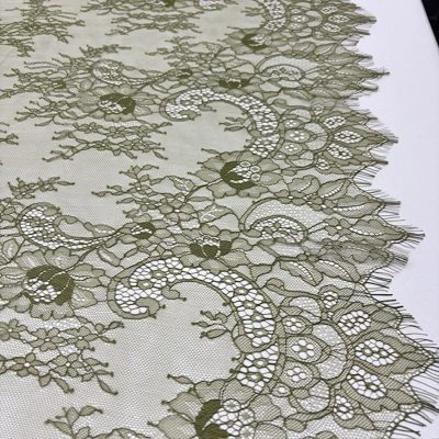 Fransız Lez Kupon Dantel Kumaş Haki Yeşili