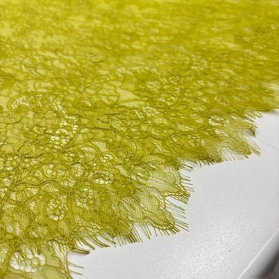 Fransız Lez Kupon Dantel Kumaş Yağ Yeşili