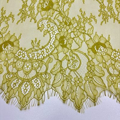 Fransız Lez Kupon Dantel Kumaş Yağ Yeşili