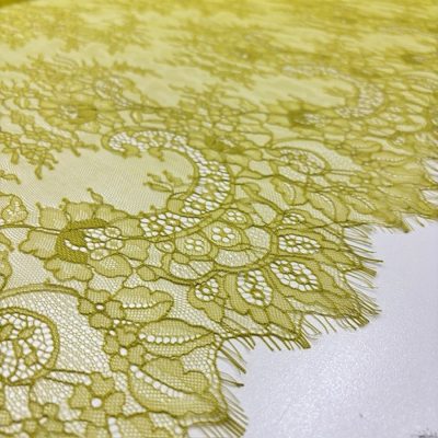 Fransız Lez Kupon Dantel Kumaş Yağ Yeşili