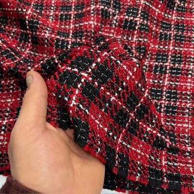 Kırmızı Işıltılı İtalyan Chanel Kumaş YVZ