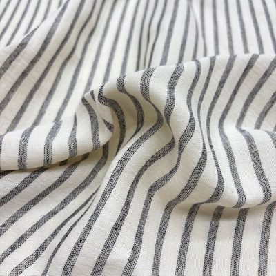 Siyah Çizgili Saf Pamuk Çift Katlı Müslin Kumaş