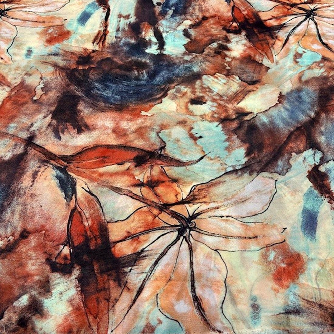 Pastel Boya Desenli 100% Pamuk Krep Şifon Kumaş YVZ