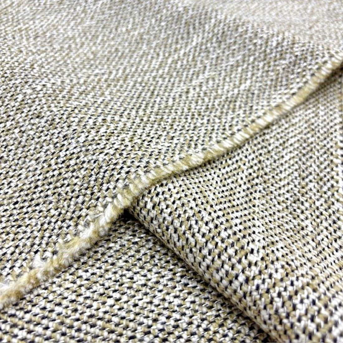 Vintage Yünlü Bej Tweed Kumaş GK