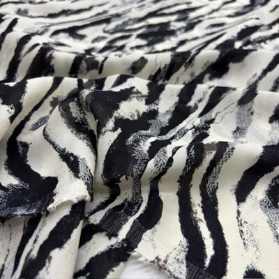 Zebra Desenli 100% Pamuk Krep Şifon Kumaş YVZ