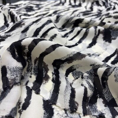 Zebra Desenli 100% Pamuk Krep Şifon Kumaş YVZ