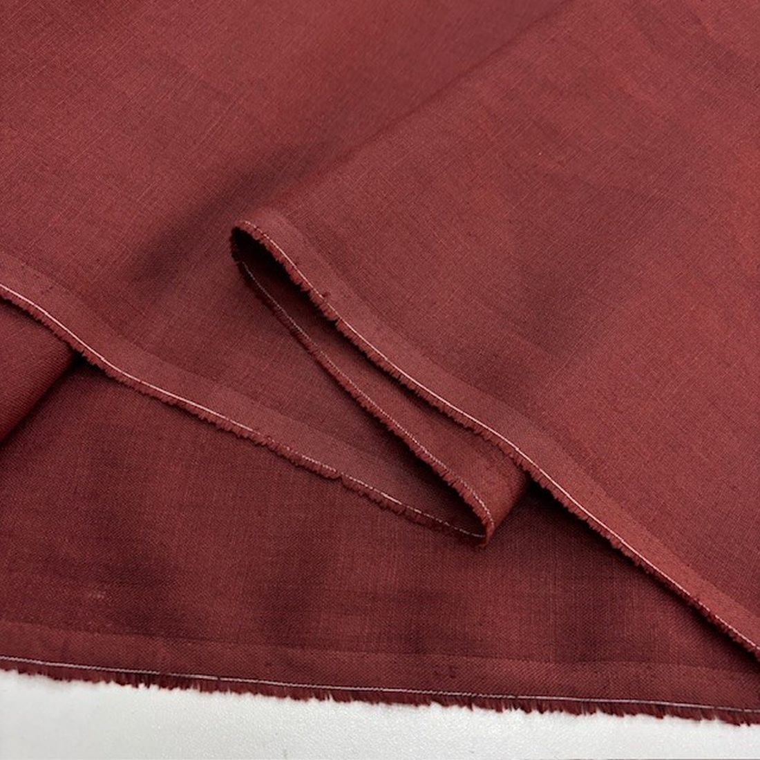 Kiremit Bordo 100% Keten Kumaş KT