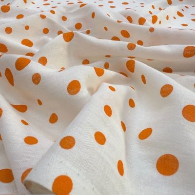 Orange Puantiyeli Saf Pamuk Vual Kumaş YVZ