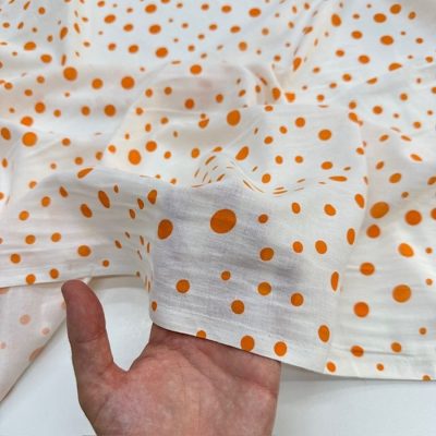 Orange Puantiyeli Saf Pamuk Vual Kumaş YVZ