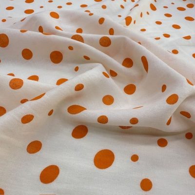 Orange Puantiyeli Saf Pamuk Vual Kumaş YVZ