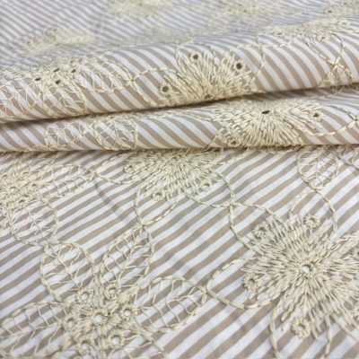 Özel Nakışlı Çizgili Poplin Fisto Kumaş YSE