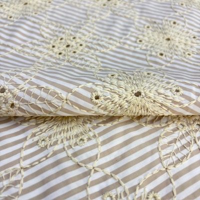 Özel Nakışlı Çizgili Poplin Fisto Kumaş YSE