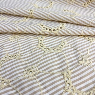 Özel Nakışlı Çizgili Poplin Fisto Kumaş YSE