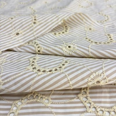 Özel Nakışlı Çizgili Poplin Fisto Kumaş YSE