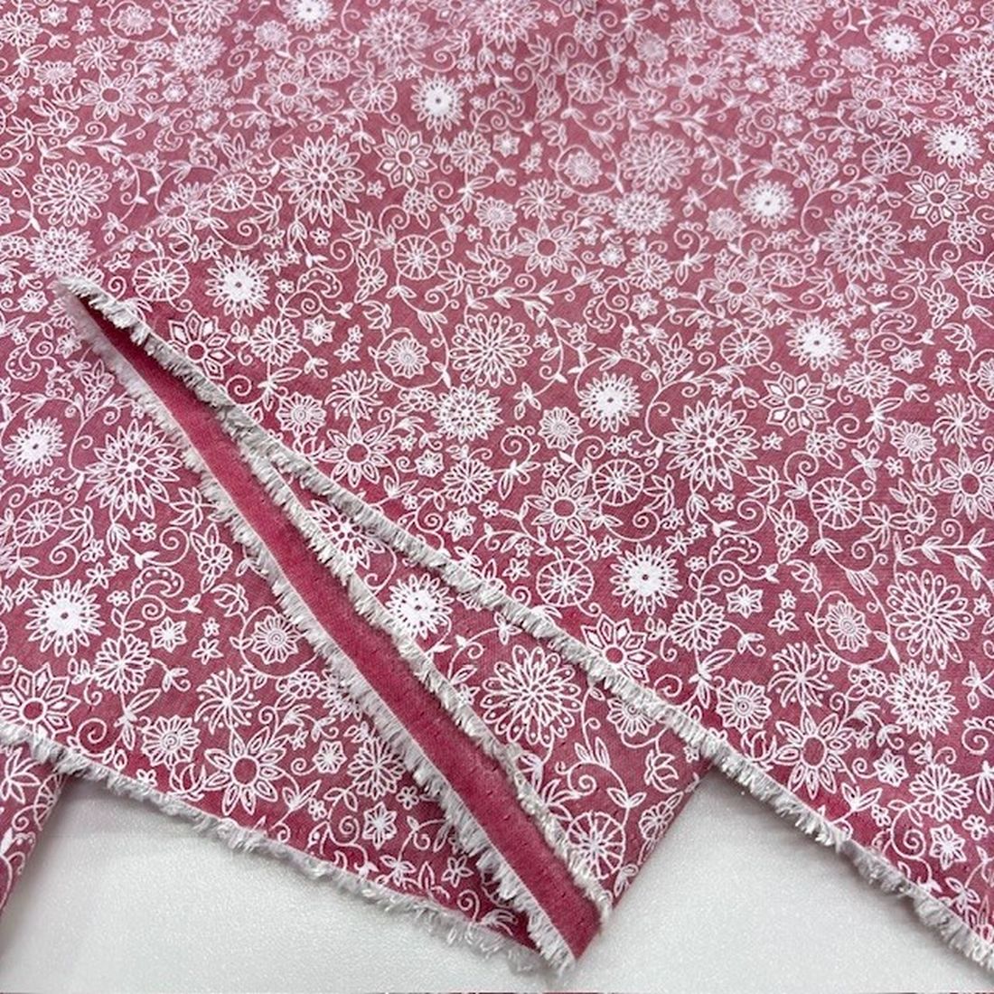Pudra Pembe Çiçekli Pamuk Poplin Kumaş HS