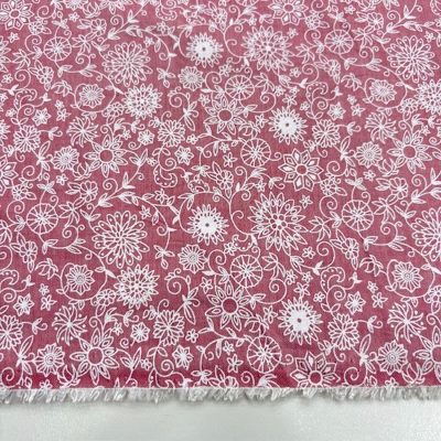 Pudra Pembe Çiçekli Pamuk Poplin Kumaş HS