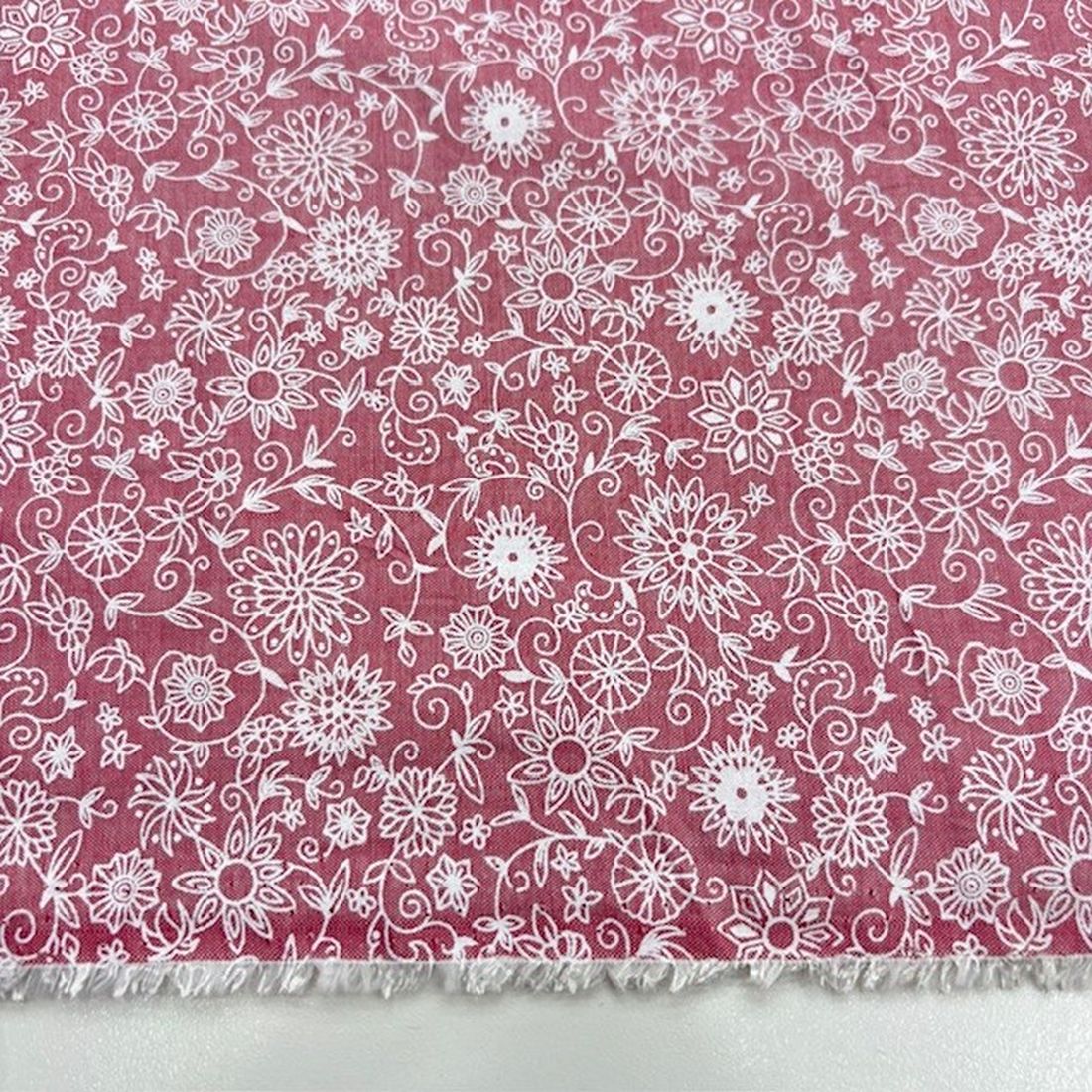 Pudra Pembe Çiçekli Pamuk Poplin Kumaş HS