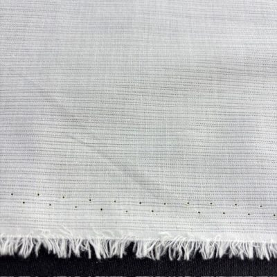 Simli Kendinden Çizgili Vual Kumaş Beyaz